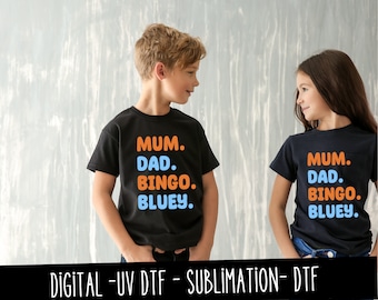 Blue Dog Family PNG: Sublimation & DTF Design (Digital Download)