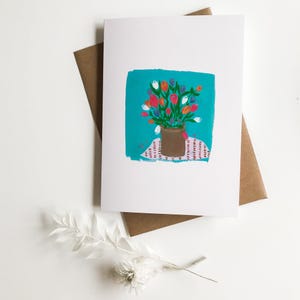 de voeux tulipe | fleur minimaliste | carte de voeux douce | Carte de voeux florale | Carte vierge | Toute carte de circonstance