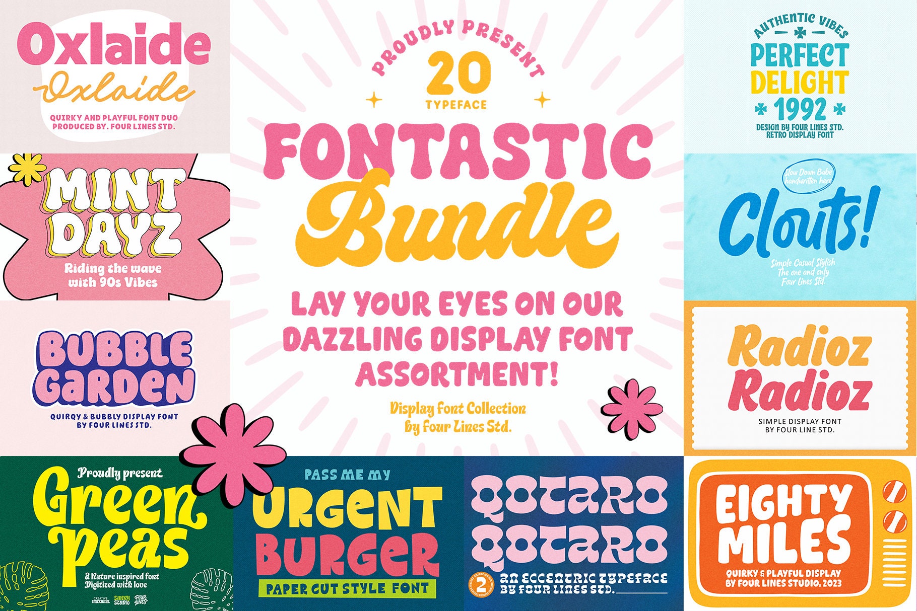 Retro Groovy Display Font Bundle, 70s Style Fonts for Cricut, Procreate,  Posters \u0026 Branding - Etsy, image size:1820x1214