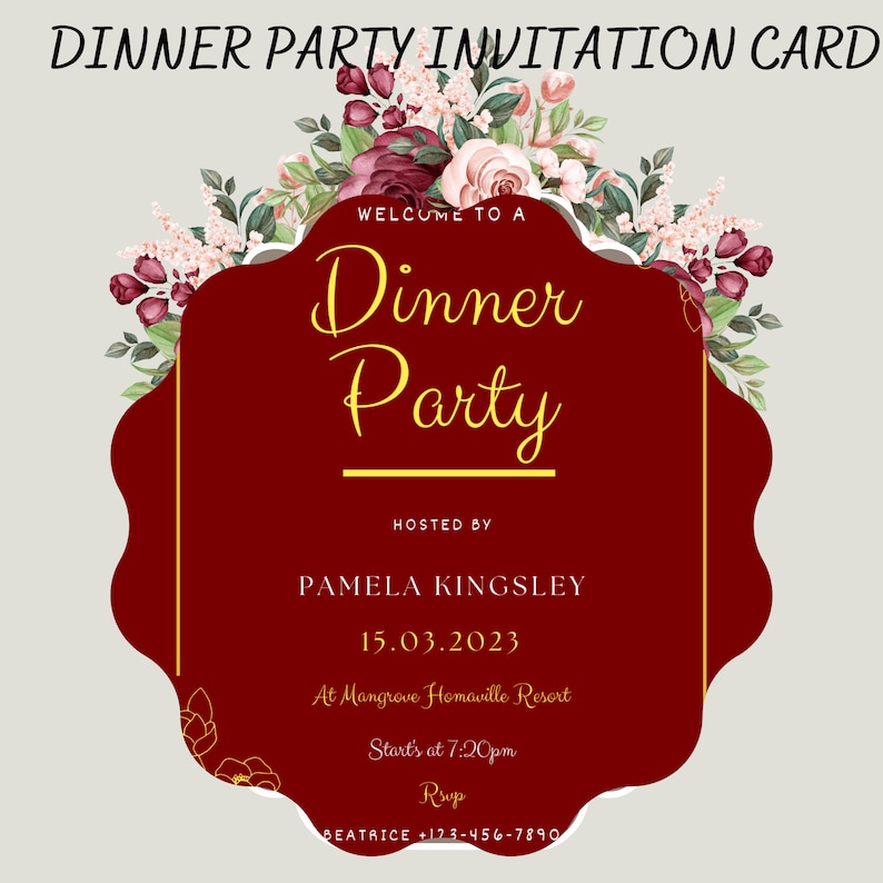 Classic Printable Dinner Party Invitation Dinner Party Printable