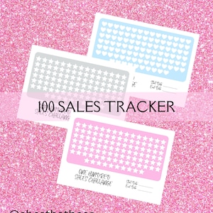 Reto 100 Ventas Estrellas, Reto 100 Imprimibles. Rastreador de color, rastreador de ventas comerciales, rastreador de ventas imprimible.