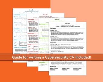 CV / Resume template with Cybersecurity, InfoSec, and AppSec CV writing advice. Professional Minimalist. Google Docs