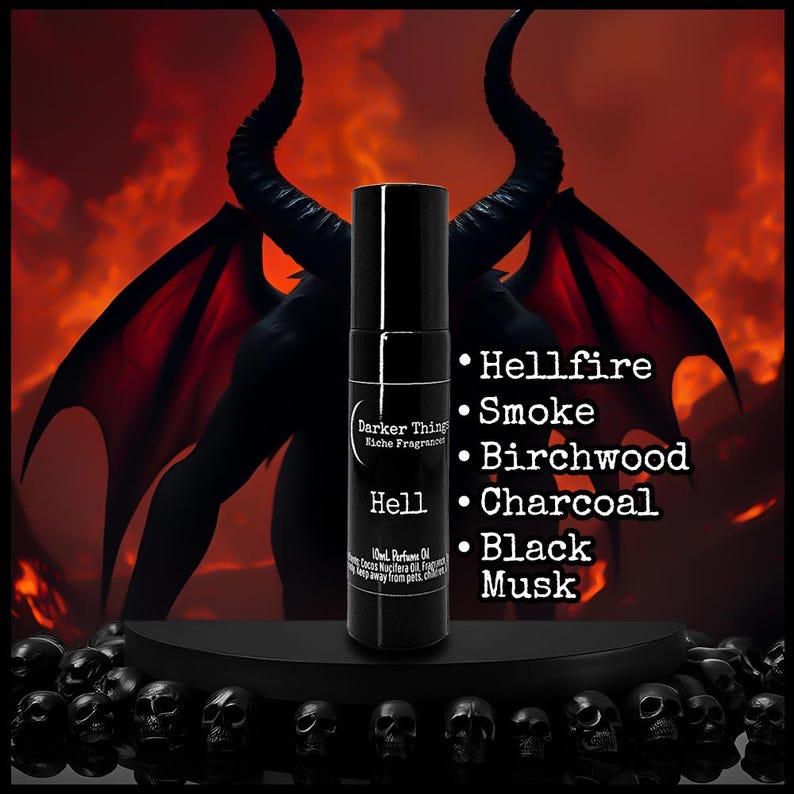 HELL - Gothic Perfume Oil, Witchy Fragrance, Niche Perfume Roll-On image 1