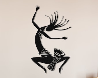 African Dancer Metal Wall Art, Tribal Home Decor