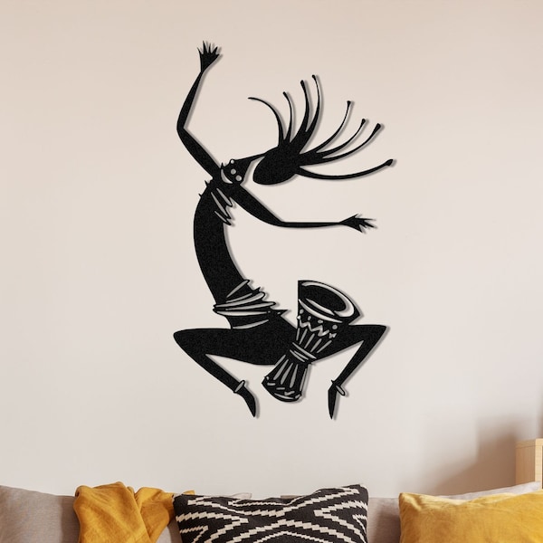 Decoración de pared de metal de danza africana, arte de pared de metal de estilo africano, regalo de Navidad, regalo para amigo, co