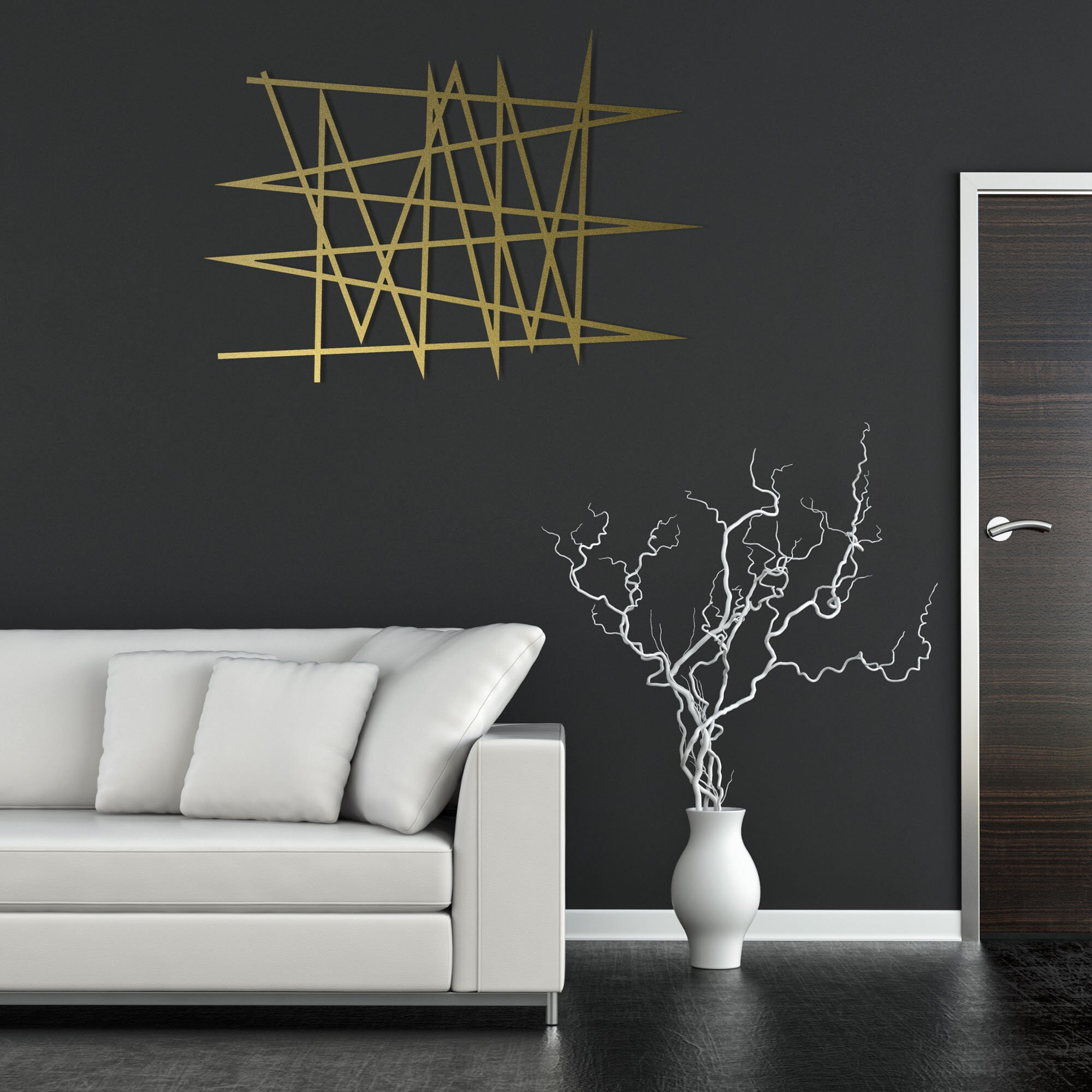 Modern Style Metal Wall Art, Gold and Silver Metal Wall Hanging, Modern ...