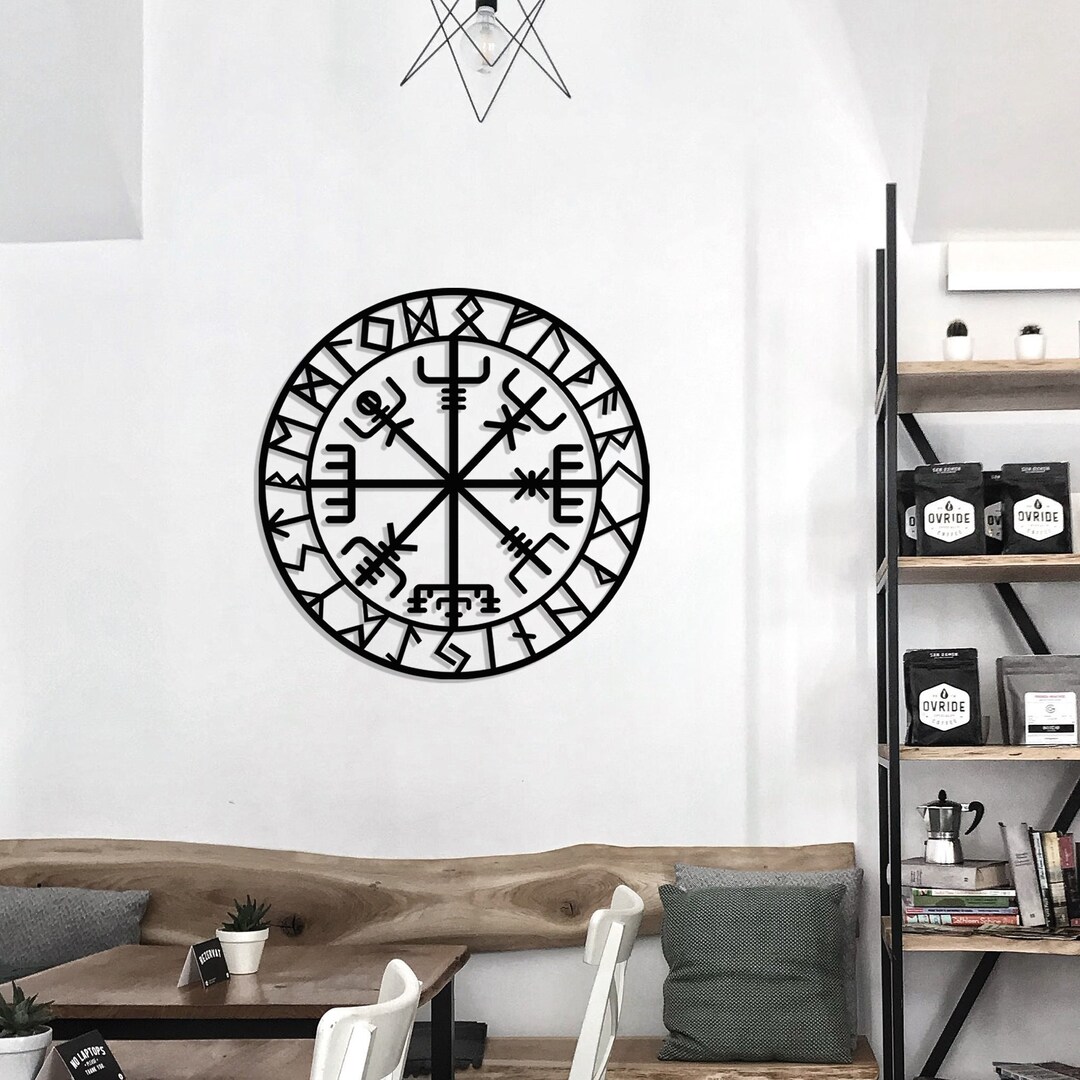 Vegvisir Metal Wall Art Viking Compass Wall Sign Metal Wall Etsy