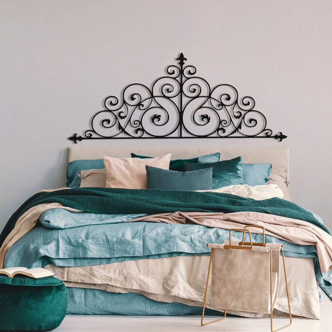 Vintage Metal Headboard, Above the Bed Decor, Over the Bed Decor, King
