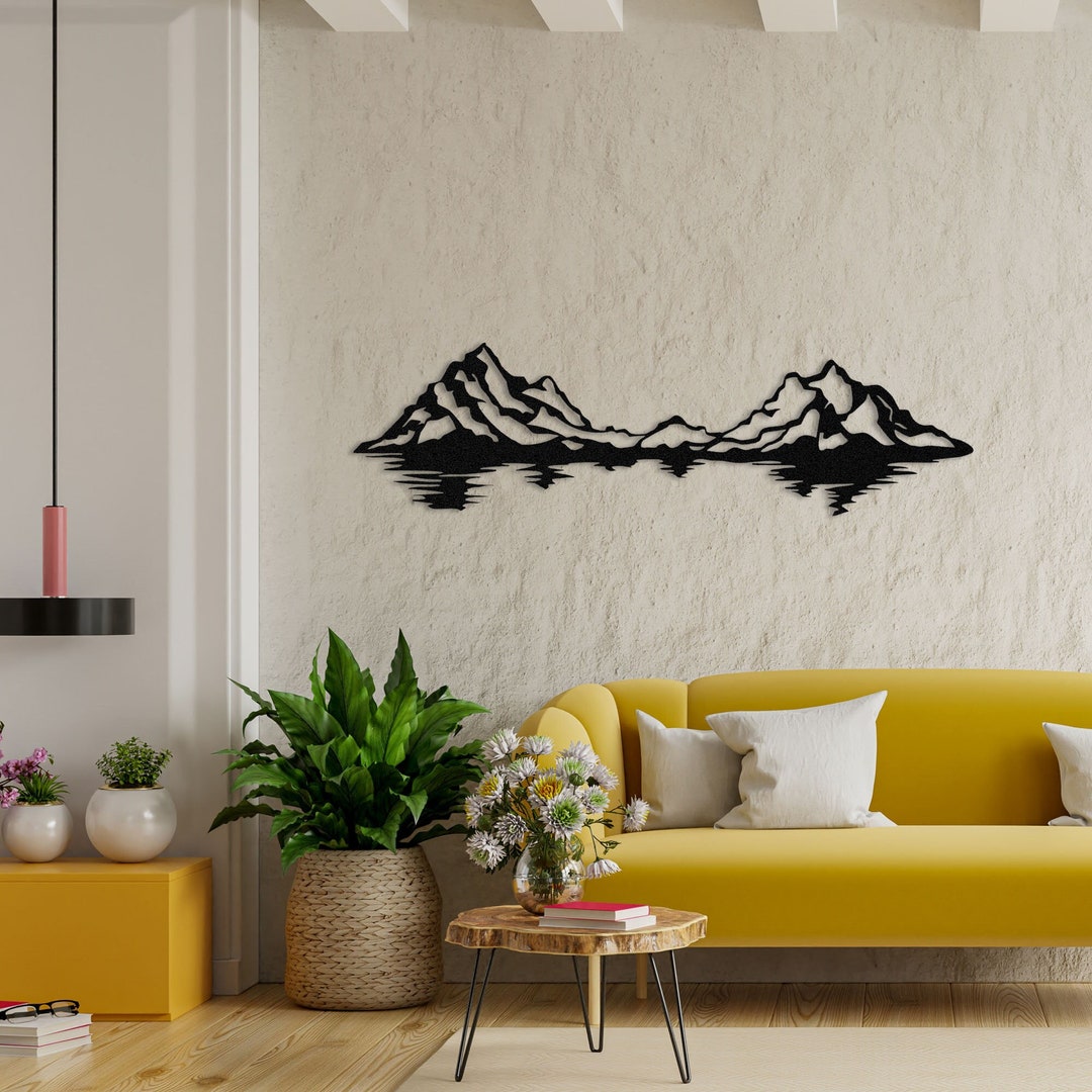 Mountain Shade Black Metal Wall Art, Shade of Mountain Metal Home