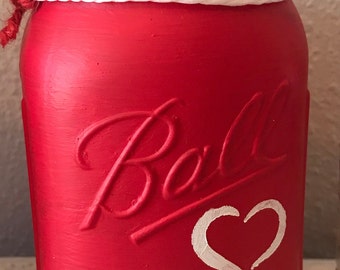 Valentines Hand Painted Mason Jars
