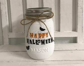 Halloween Home Decoration- Hand Painted Mason Jar