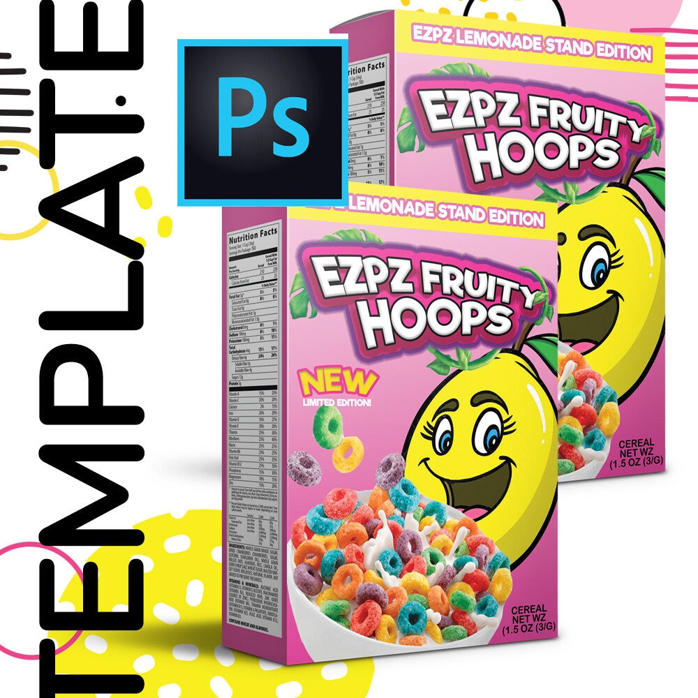 PSD Mini Cereal Box Template fruity Hoops Editable Etsy PSD Mini Cereal Box Template fruity Hoops Editable Etsy