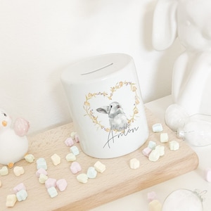 Personalized money box bunny | Children&#39;s money box Easter bunny | Ceramic money box with name for children | Easter gift baby boy