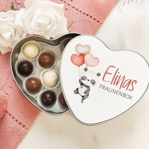 Personalized chocolate box with name and animal motif | Valentine&#39;s Day gift for chocolates or cookies | Heart Box Gift Idea pink or blue
