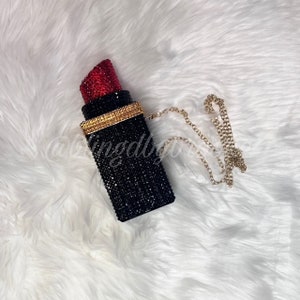PREORDER -- Lipstick Crossbody Bag / Purse - Hard Shell | Bling Purse | Unique Purse