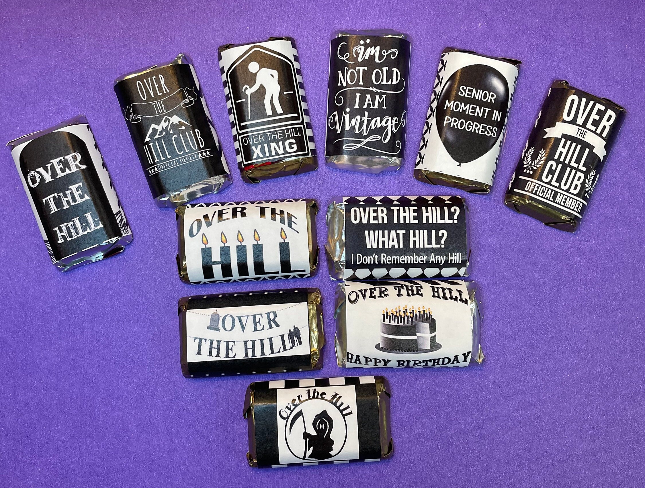 Over the Hill Birthday Hershey miniatures wrappers
