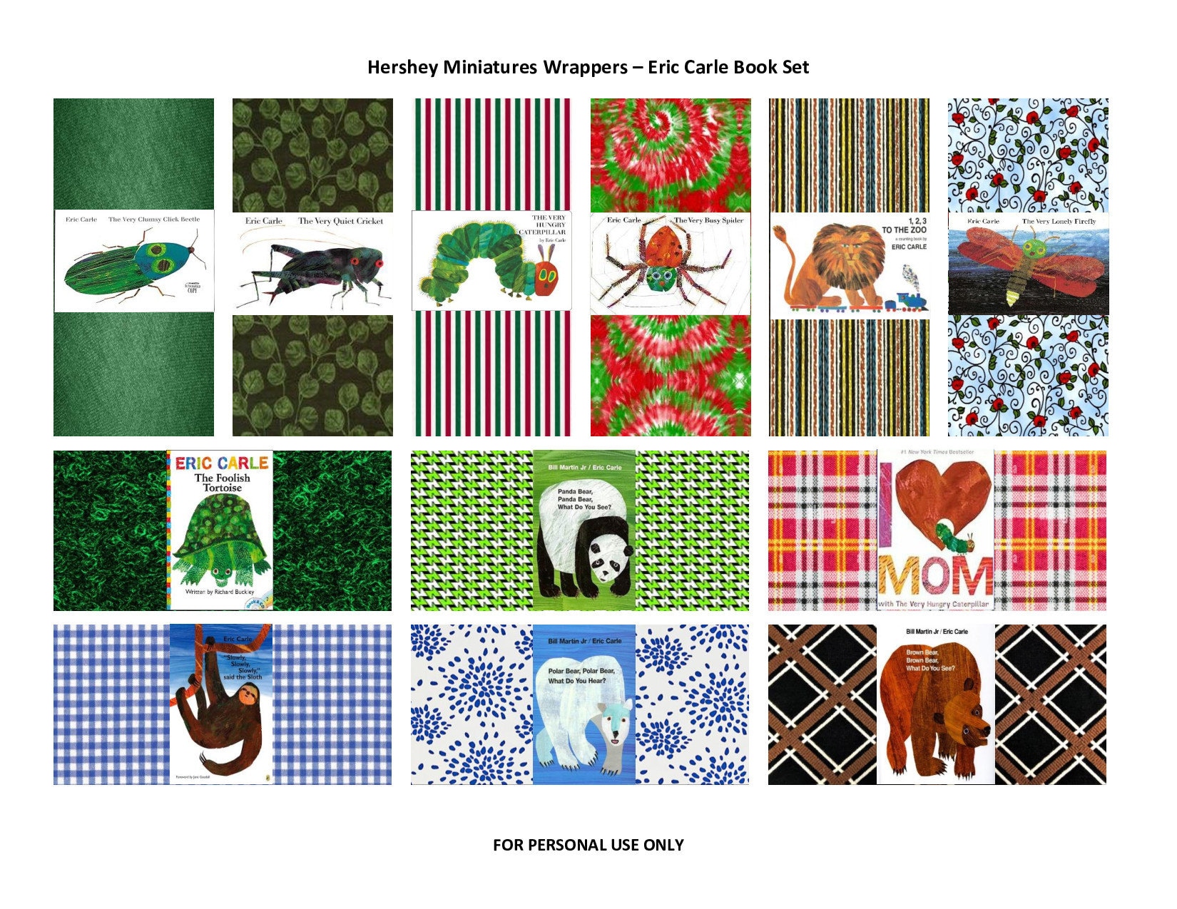 Eric Carle Books Hershey Miniatures Wrappers - Etsy