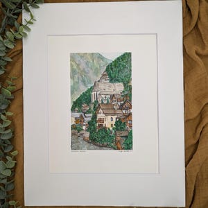 Hallstatt, Austria Wall Art Original Watercolor Painting