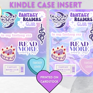Kindle Insert for Clear Case, Fantasy, Kindle Skin, Bookish Accessories, Bookish Kindle Stickers, Paperwhite, Basic, Oasis, Kindle Case