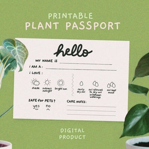 Plant Care Card, Blank Card, Printable, Digital Download, Instant