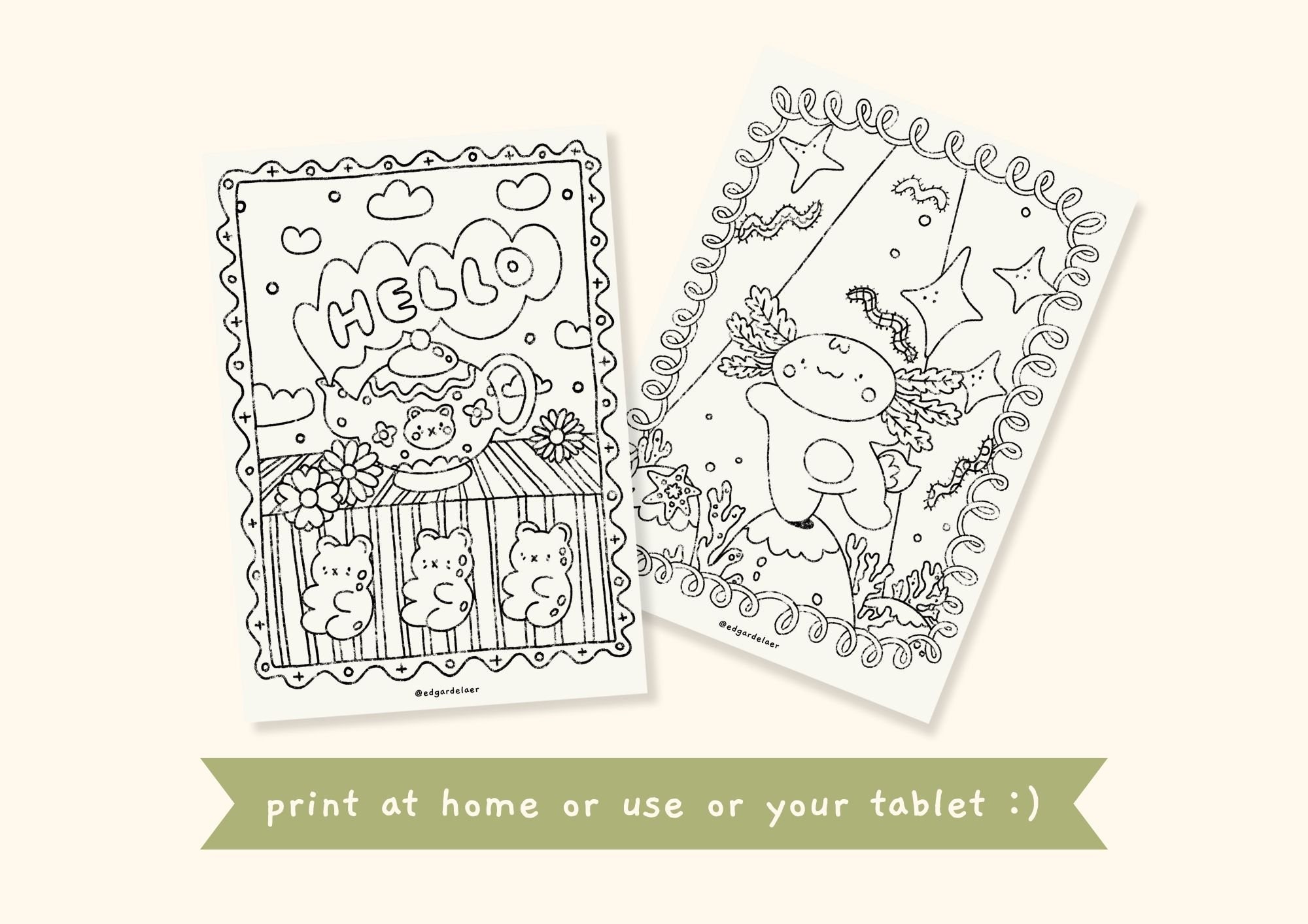 8 X COLORING BOOK SHEETS Printable Hand Drawn Illustrations - Etsy
