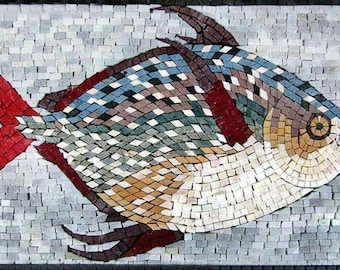 Fish mosaic art - Handmade Mosaic Art. Vibrant Mosaic Fish with colourful scales