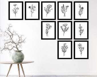 Minimalist Floral Printable Wall Art Collection of 10, Botanical, Abstract