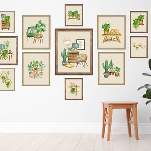 Boho Botanical Printable Wall Art Collection of 12, Plants, Bohemian