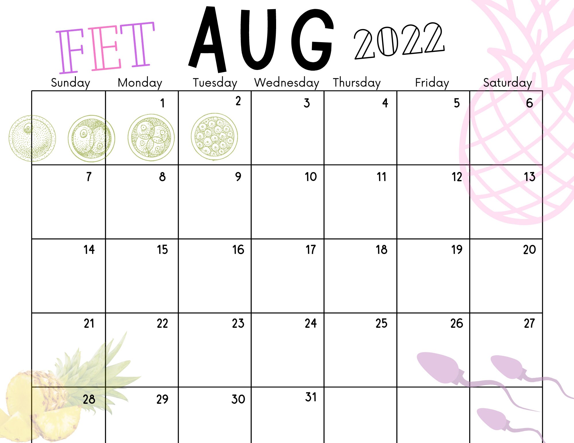 Digital Download Editable IVF Calendar - Etsy