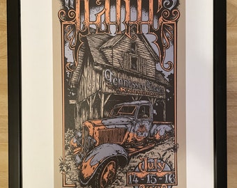 Framed widespread panic poster, knoxville, tn, 2008