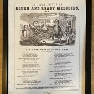 Framed presidential campaign poster, zachary taylor, whig, 1848
