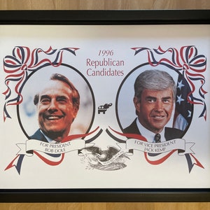 Affiche encadrée de campagne présidentielle, Bob Dole, républicain, 1996