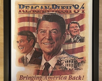 Gerahmtes Wahlplakat von Ronald Reagan, Republikaner, 1984