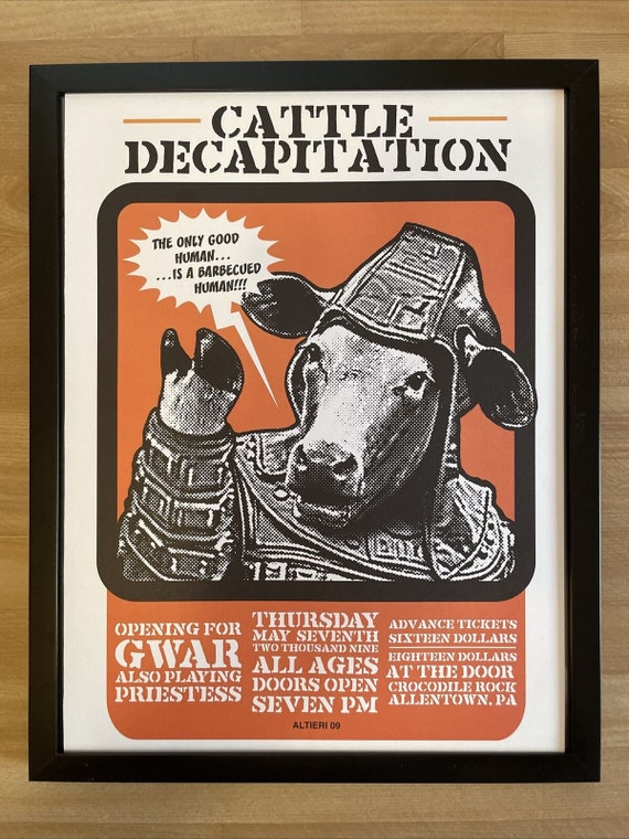 CATTLE DECAPITATION, Framed Poster, Allentown, 2009 - Etsy