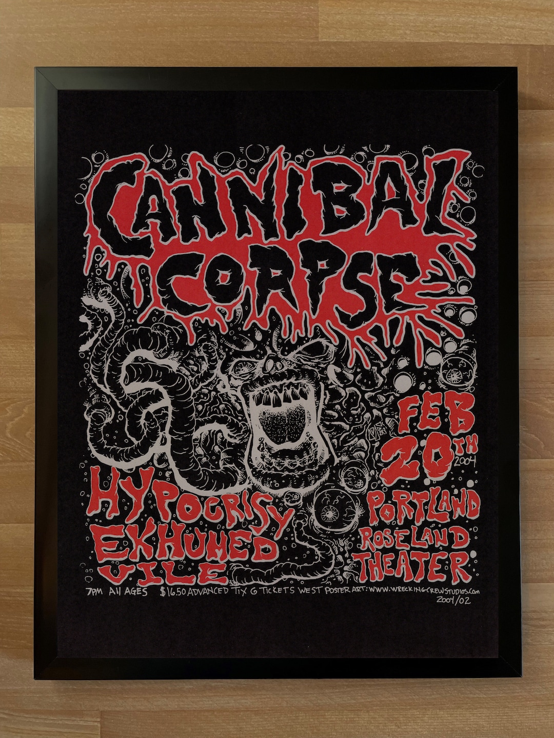 ミュージシャン CANNIBAL CORPSE Tour of the Wretched2004 CANNIBAL CORPSE, Framed Poster, Oregon, 2004 - Etsy