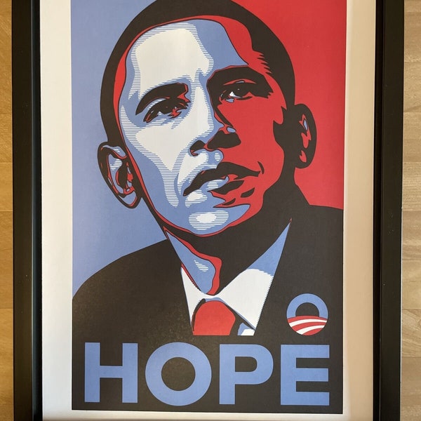 Framed presidential campaign poster, barack obama, democrat, 2008