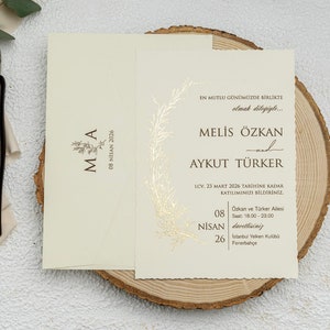 Creme Umschlag Einladung, Gold Vergoldung Detaillierte Baum Muster Einladung, Elegantes Design, Einladungskarte, Creme Hochzeitseinladung