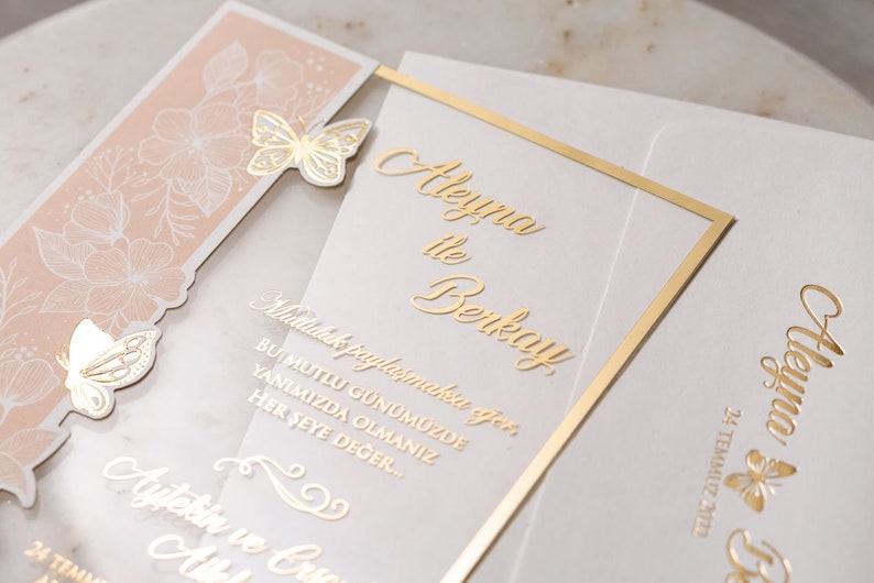Acrylic Quinceanera Invitation Elegant Butterfly Quinceañera Etsy