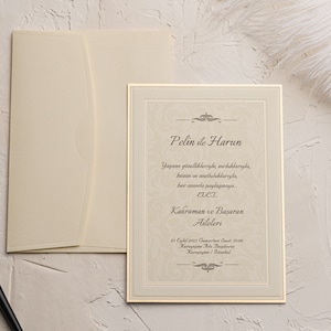 Creme Hochzeitseinladung, Luxus Hochzeit Einladungskarten, einzigartige Ivory Invite, formale Hochzeitseinladung, minimalistische Hochzeitseinladung Set