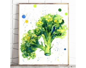 Broccoli Print Vegetables Print Vegetables Wall Art Watercolor Broccoli Print Kitchen Wall Art Veggie Print Kitchen Decor Food Wall Art