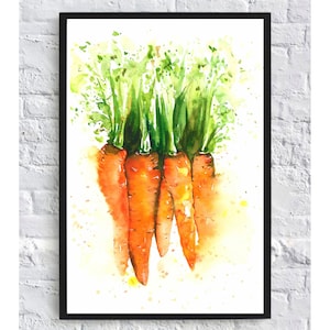 Wortel Print Groenten Wall Art Aquarel Print Carrot Art Keuken Wall Art Groenten Poster Keuken Decor Food Art