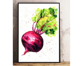 Beet Print Vegetables Wall Art Watercolor Print Beet Art Kitchen Wall Art Vegetables Beetroot Kitchen Decor Food Art