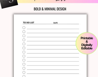 Att-göra-lista - Djärv och minimalistisk design - Enkelt sätt att hålla sig produktiv och hantera dina uppgifter - Omedelbar nedladdning