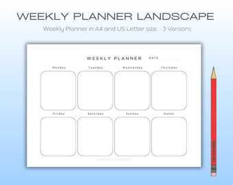 Weekly Planner 3 Versions - A4 and US Letter sizes - Comes with a Fillable A4 pdf Version - Includes a Gift