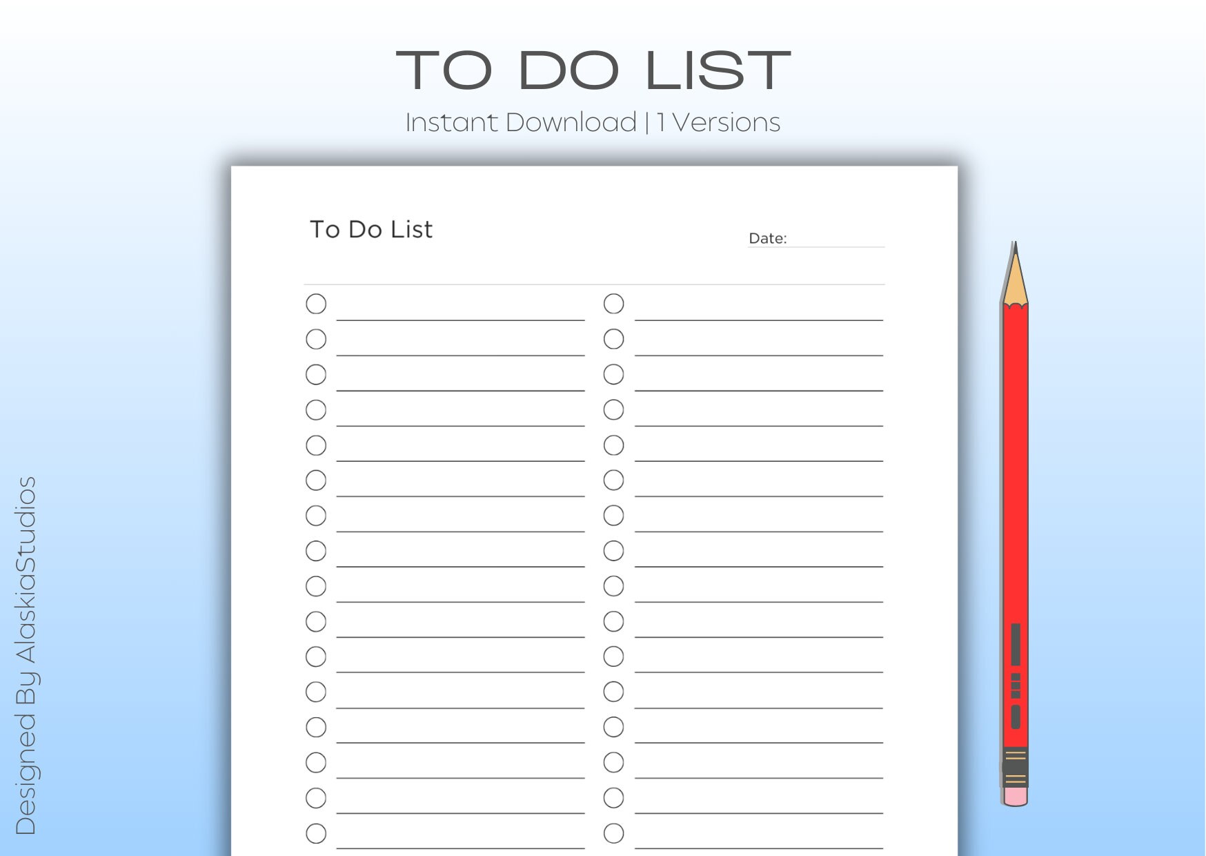 To Do List - 2 Column Version - A4, A5, Half US Letter & US Letter ...
