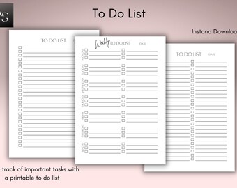 Daglig och veckovis att-göra-lista - Minimalistisk design - Utskrivbar eller redigerbar digitalt PDF - Dagboksbladsinlägg - A4 A5 - Grå och svarta layouter