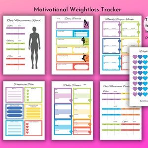 Gewichtsverlies Motivatie en voortgangstracker en dagboek - Nieuwjaar New You - Zelfzorg - Gewichtsverliesgrafiek en dagboekplanner