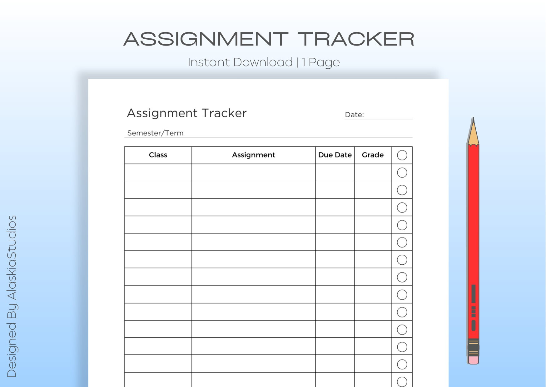Assignment Tracker PLUS Fillable A4 Pdf Version - Etsy