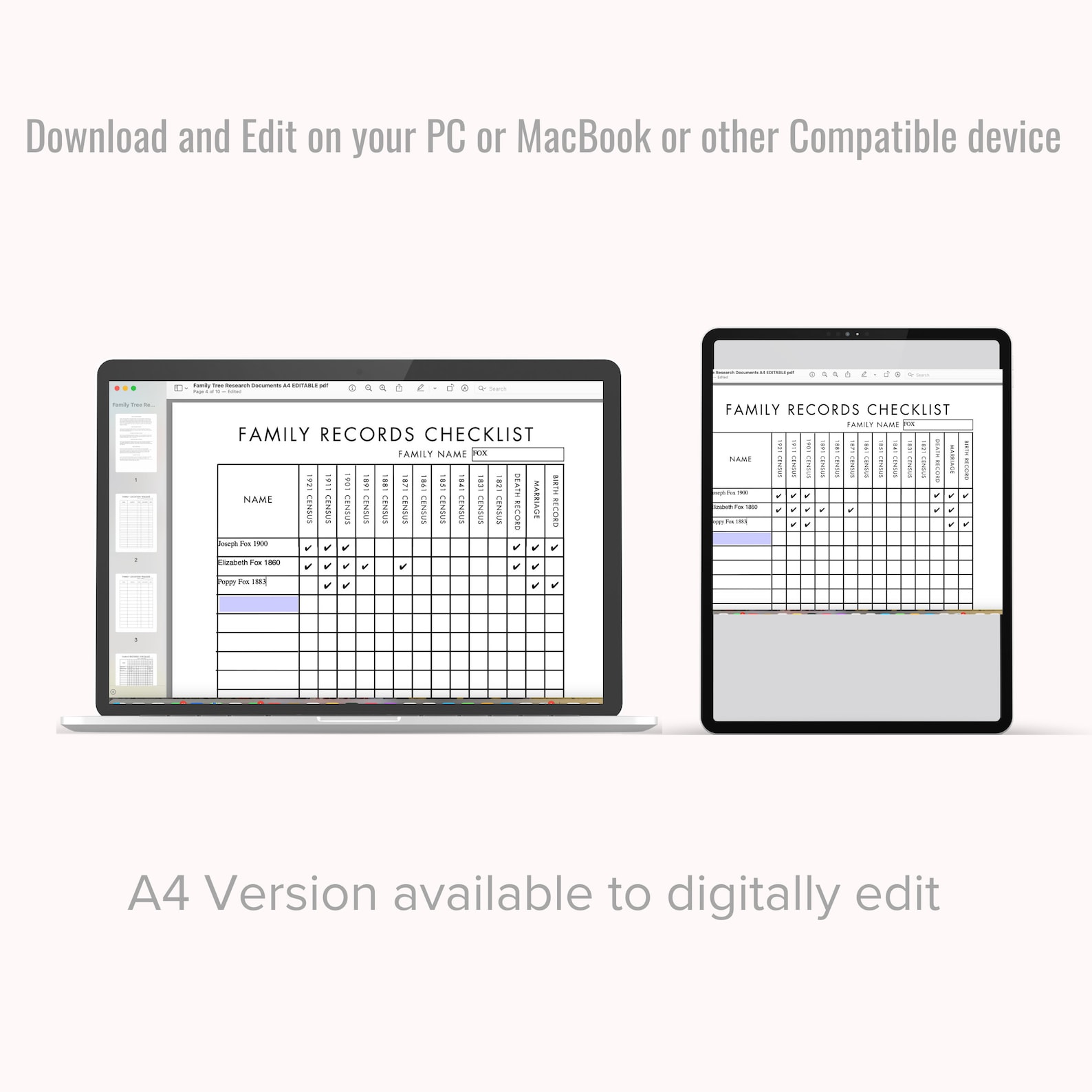 Family Tree Research Editable Pdf- Printable Genealogy Templates ...