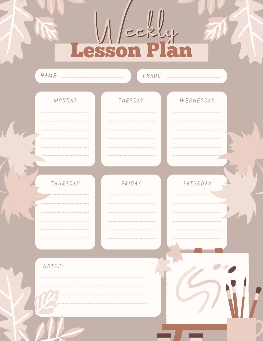 Fall Weekly Lesson Plan - Etsy